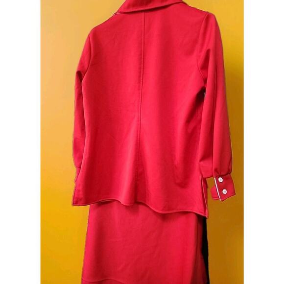 Vintage 60's Madmen Midi Skirt/Blouse Set Butterfly Collar A99 32 Inch Waist - Picture 5 of 7